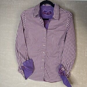Robert Graham Mens Medium  Purple Pink LS Cotton Dress Shirt Plaid Checkered